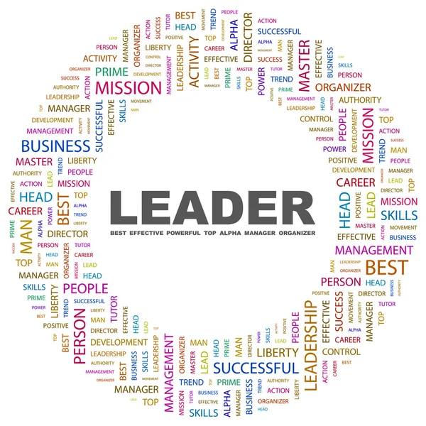 Líder. Colagem de palavras no fundo branco —  Vetores de Stock