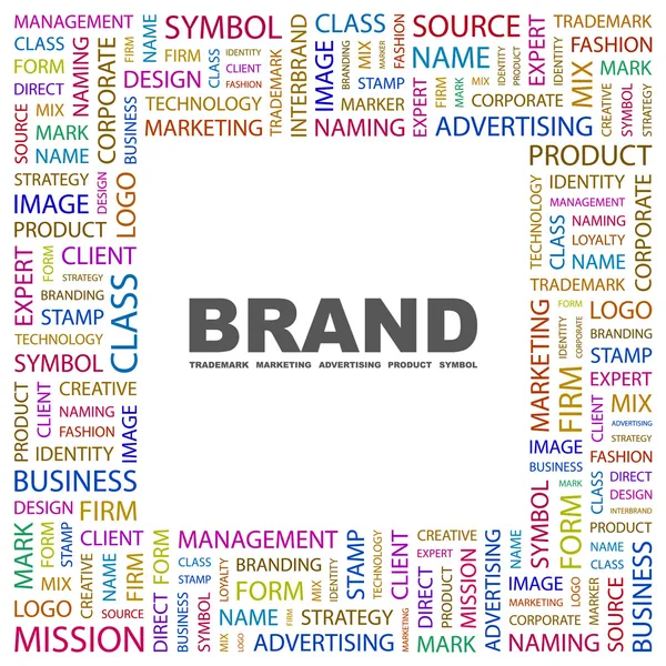 BRAND. Word collage on white background. — Stock Vector