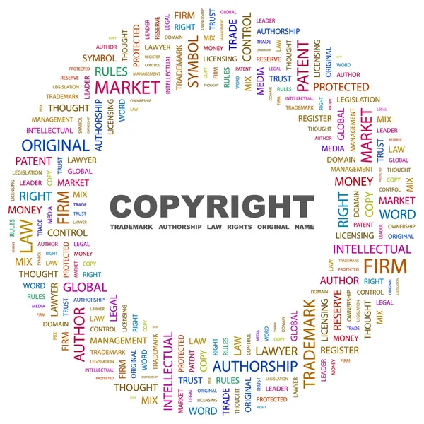 Copyright. Word kollázs fehér háttér — Stock Vector