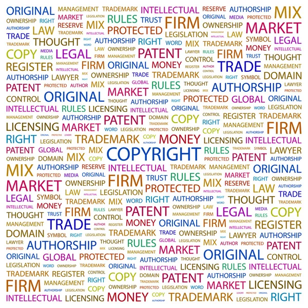 Prawa autorskie. słowo kolaż na białym tle — Wektor stockowy