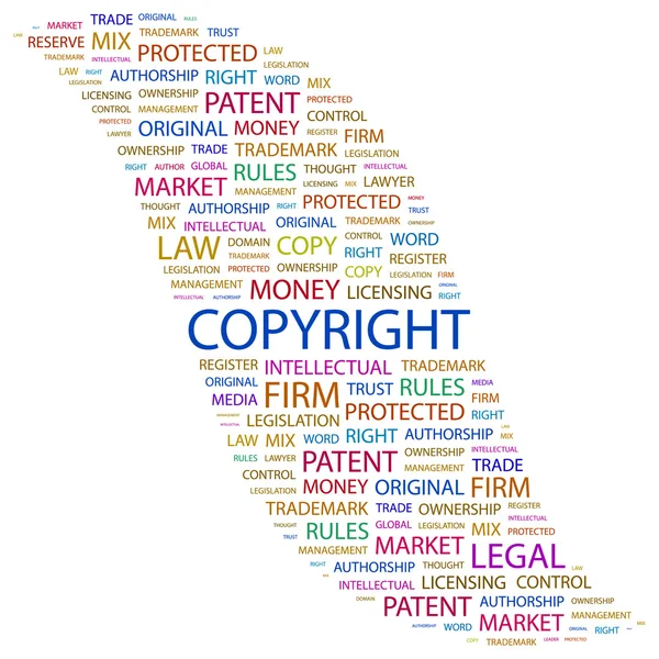 COPYRIGHT. Word collage on white background — Stock Vector