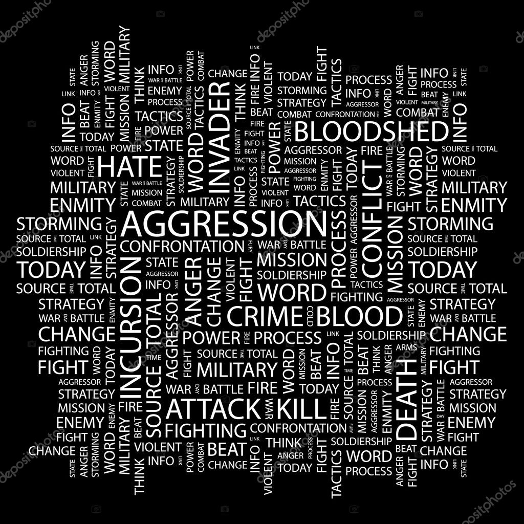 AGGRESSION. Word collage on black background — Stock Vector © studiom1 3506808