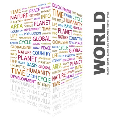 WORLD. Word collage on white background clipart