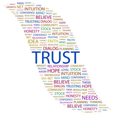 TRUST. Word collage on black clipart