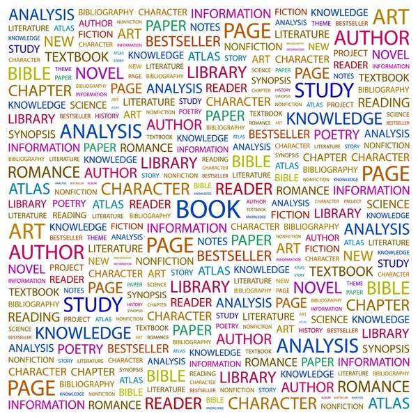 BOOK. Word collage on white background — Stock Vector