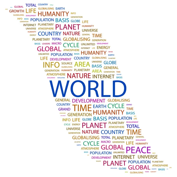 Världen. ordet collage på vit bakgrund — Stock vektor