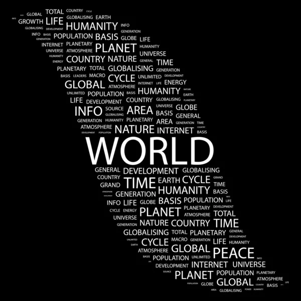 Världen. ordet collage på svart bakgrund — Stock vektor