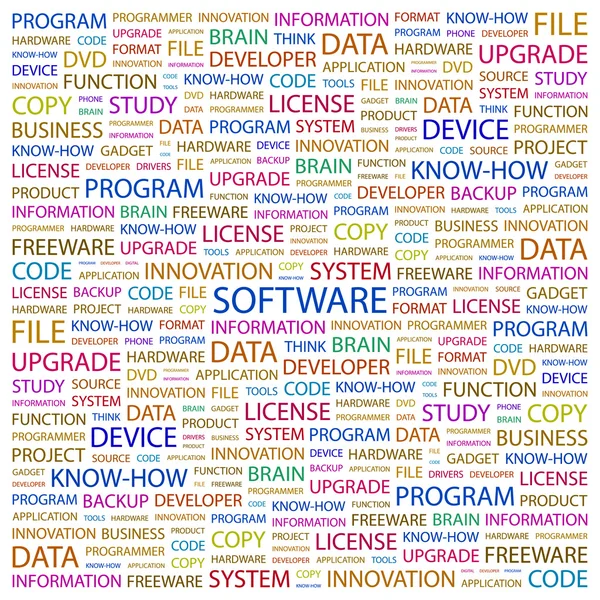 Software. Wortcollage auf weißem Hintergrund — Stockvektor