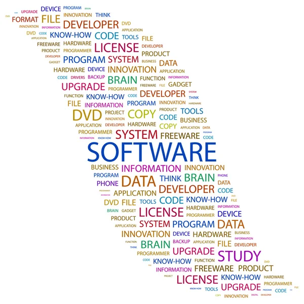 SOFTWARE. Word collage on white background — Stock Vector