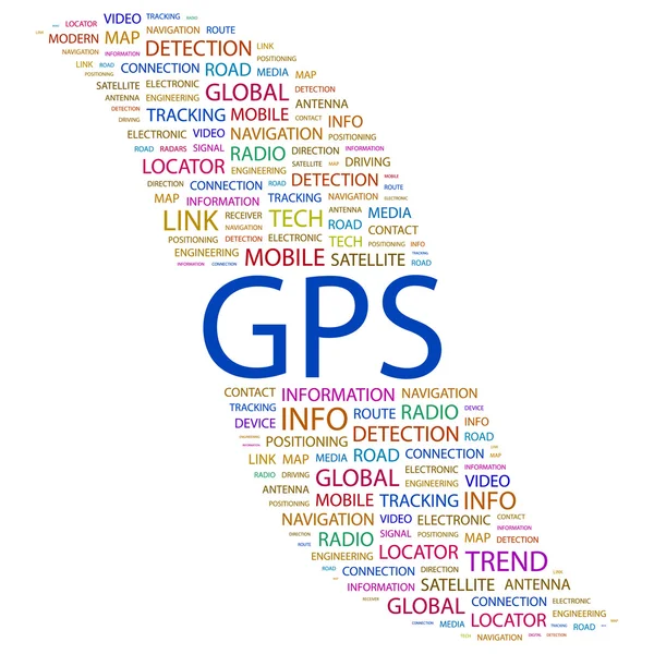 GPS. ordet collage på vit — Stock vektor