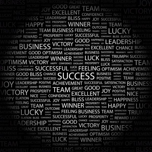 A siker. Word kollázs, fekete — Stock Vector