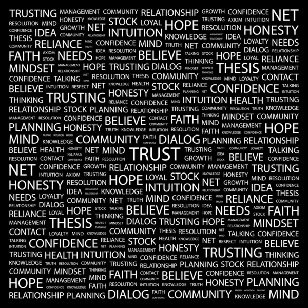 La confiance. Collage Word sur noir — Image vectorielle