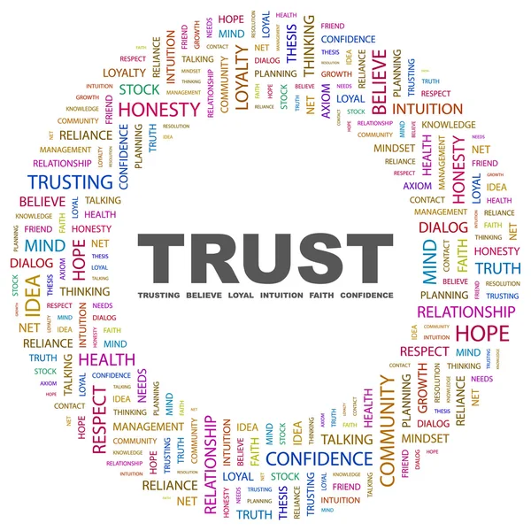 TRUST. Word collage on black — Stock Vector