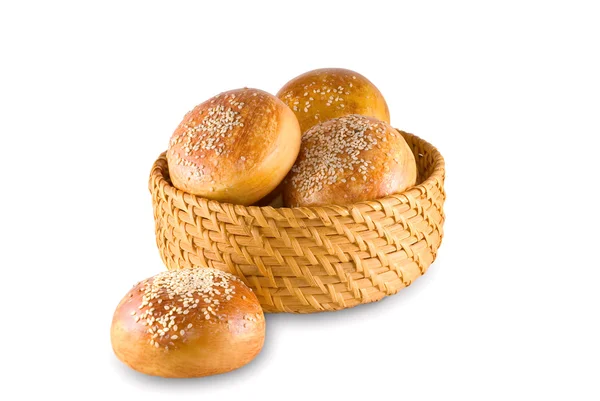 stock image Bast-basket with buns