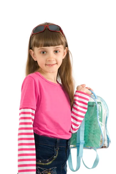 The girl with a backpack — Stock Photo, Image