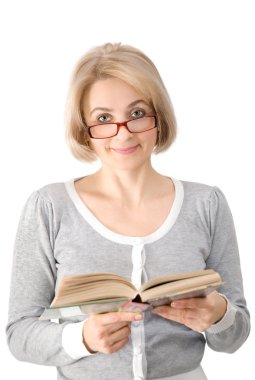 The woman with the book clipart