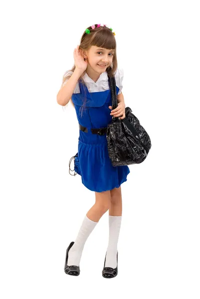A menina em um vestido azul — Fotografia de Stock