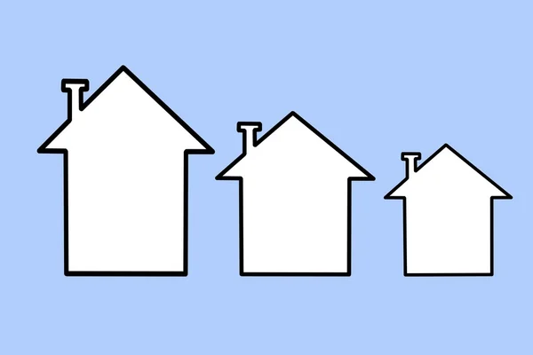 Pictogram drie soortgelijke huizen — Stockfoto
