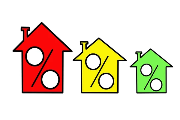 Ikonen tre liknande hus — Stockfoto