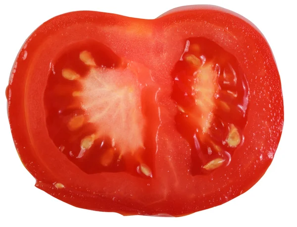 Rode tomaat slice. geïsoleerd over Wit . — Stockfoto