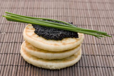 Caviar on pancake