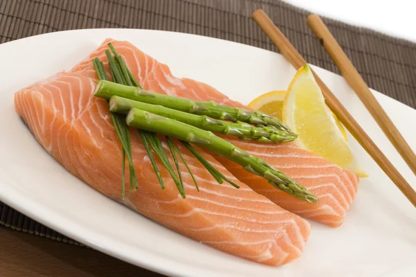 stock image Salmon and asparagus