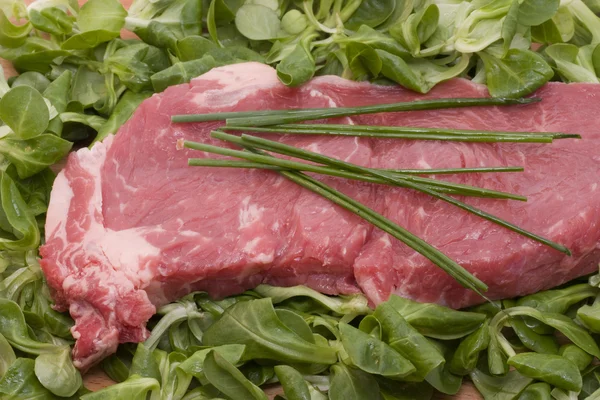 Rindfleisch und Salat — Stockfoto