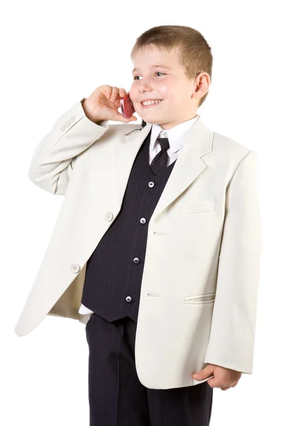 Добре одягнений хлопчик як бізнесмен — стокове фото
