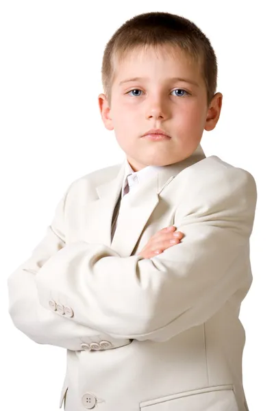 Serious boy like businessman — Stock Photo, Image