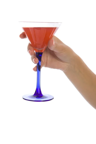 stock image Woman hand hold wineglass with cocktail