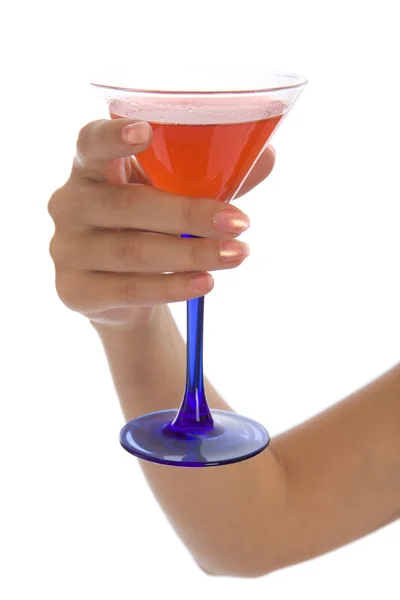 Woman hand hold wineglass with cocktail — Stock Photo, Image