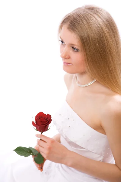 年轻的新娘与玫瑰 — 图库照片