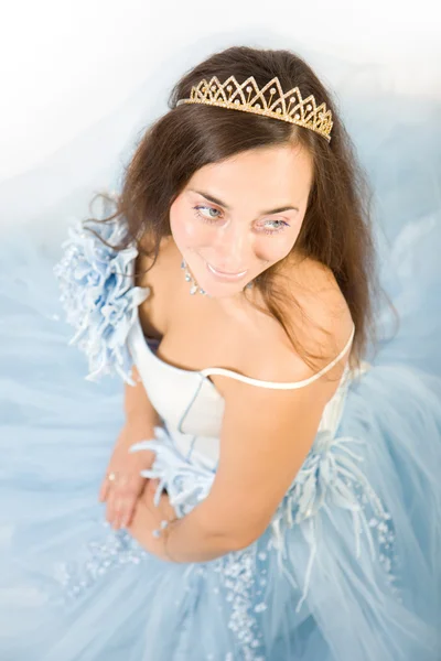 Beauty bride in blue dress — Stock Photo, Image