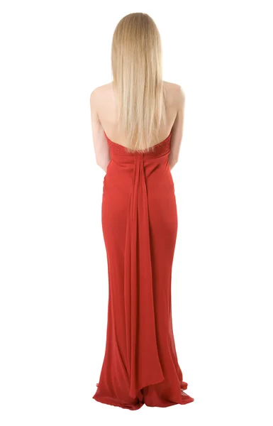 Parte posterior de la chica delgada en un vestido de noche —  Fotos de Stock