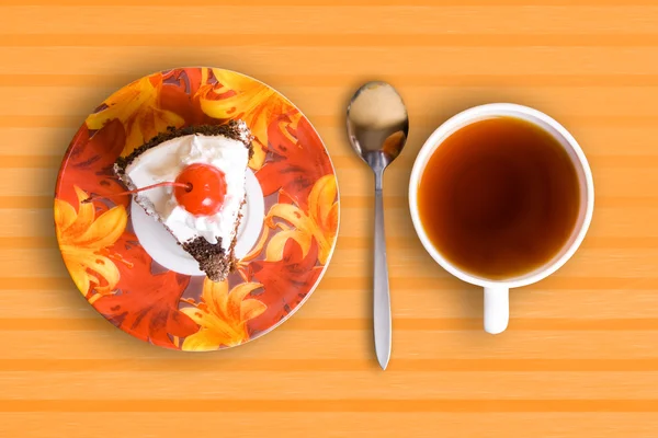 Tea cup and cake — Stock Photo, Image
