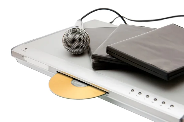 Mikrofon ile modern dvd oynatıcı — Stok fotoğraf