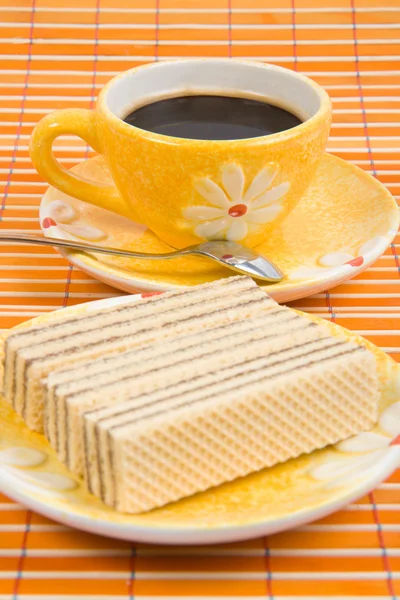 Waffle slice and cup — Stock Photo, Image