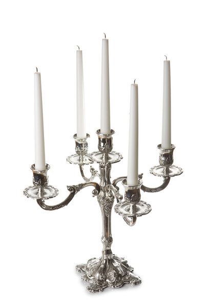 Silver candlestick isolated