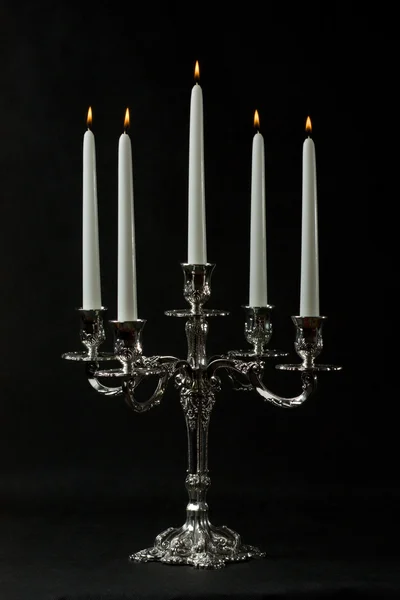 Srebrny klasyczne Świecznik — Zdjęcie stockowe
