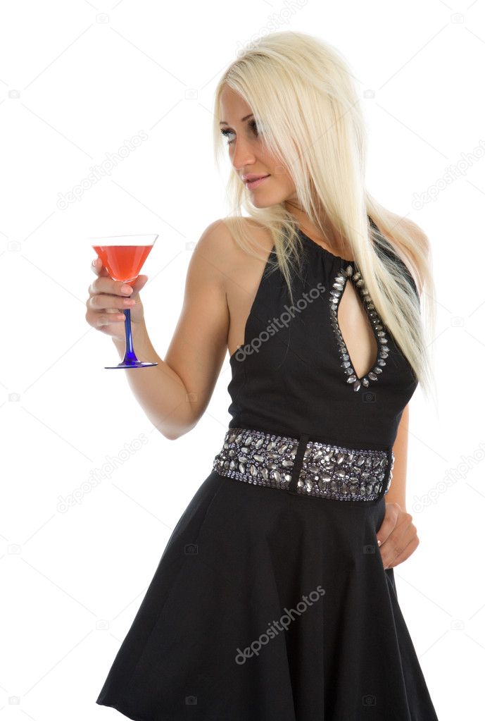 Attractive girl with wineglass in hand
