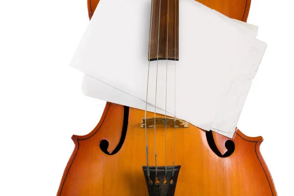 大提琴与笔记 — 图库照片