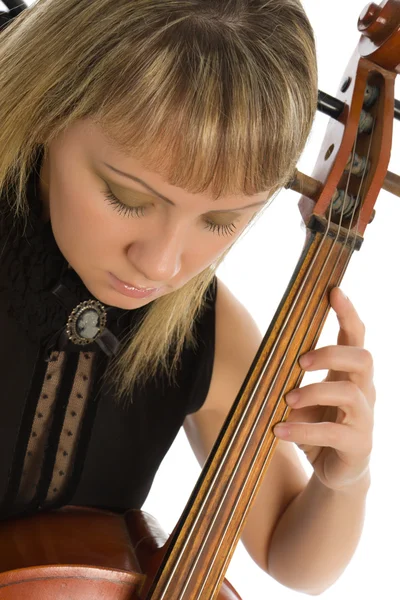 Kobieta muzyk z wiolonczela — Zdjęcie stockowe