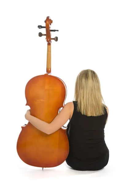 Mujer músico con violonchelo — Foto de Stock