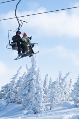 kayakçı Kayak lift üzerinde