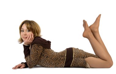 Girl rests upon floor clipart