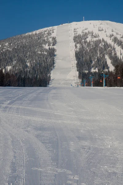 Lange Piste zum Skifahren und Snowboarden — Stockfoto