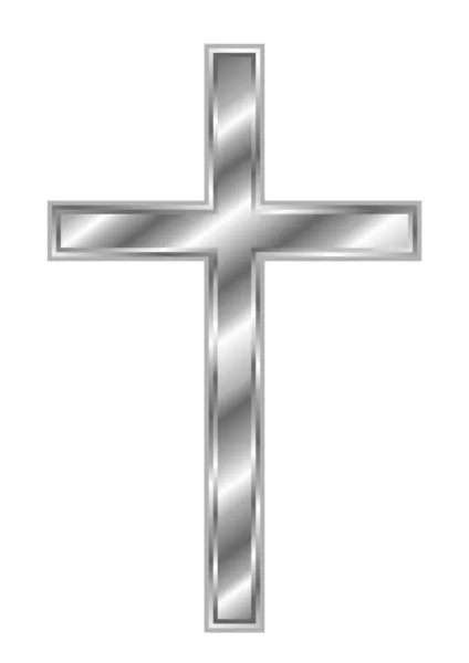 Cruz cristiana de plata — Vector de stock