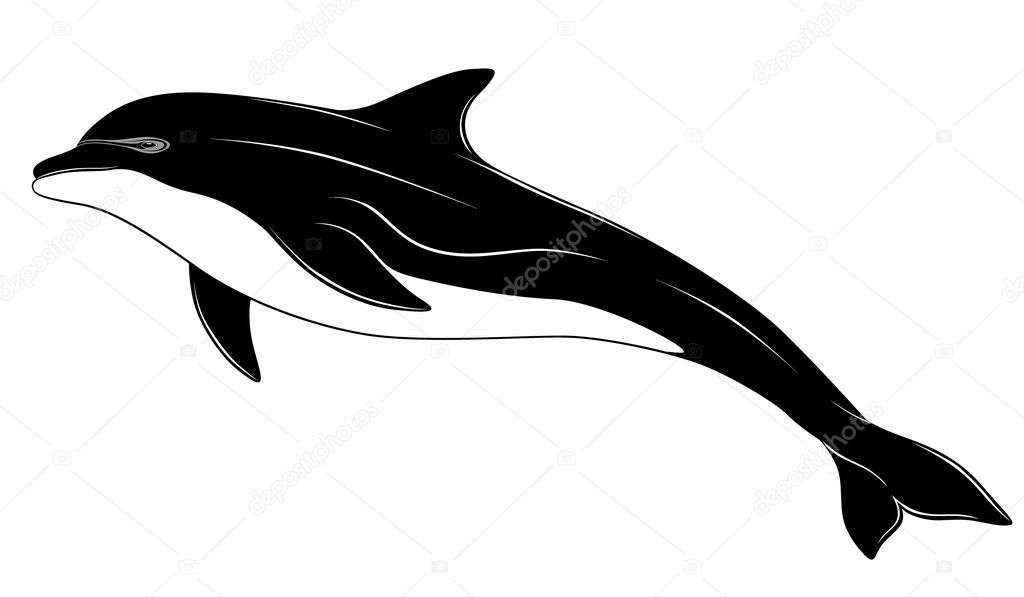 Dolphin Tattoo Detailed Silhouette PNG & SVG Design For T-Shirts