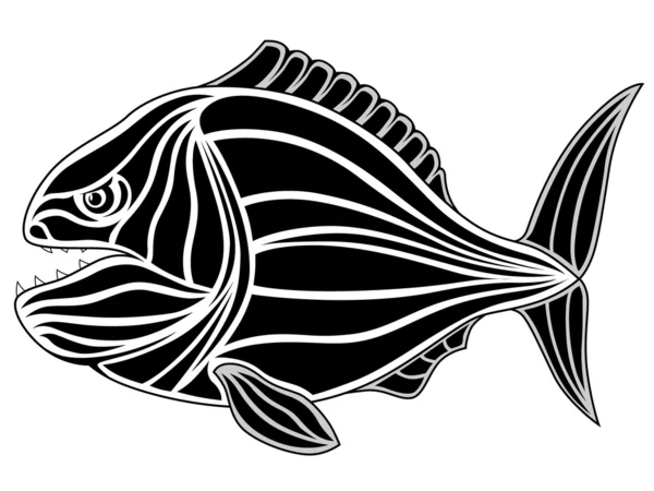 Piranha, tattoo — Stock Vector