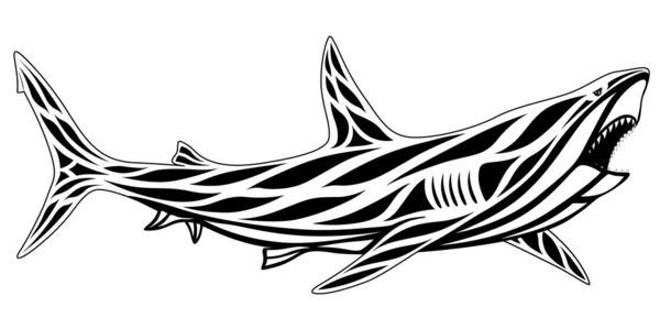 Акула, татуировка — стоковый вектор